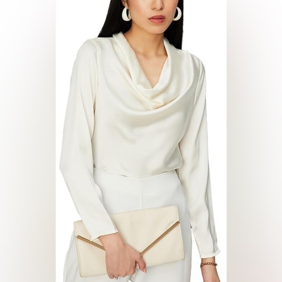 NWT Karen Kane Elegant Cream Blouse with Cowl Neck - Picture 1 of 7